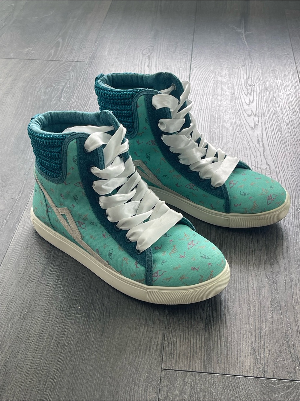 Free People Teal and Dark Teal High-Top Sneakers